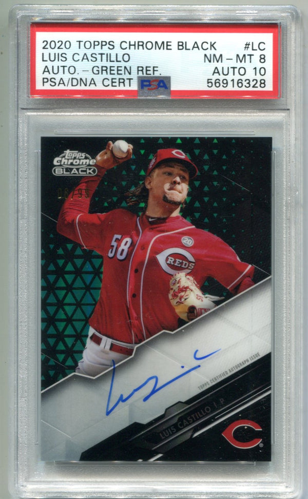 Luis Castillo 2020 Topps Chrome Black #LC PSA NM-MT8 Auto 10 Card /99