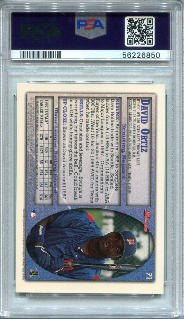 David Ortiz 1998 Bowman David Ortiz #71 NM-MT PSA 8 Card