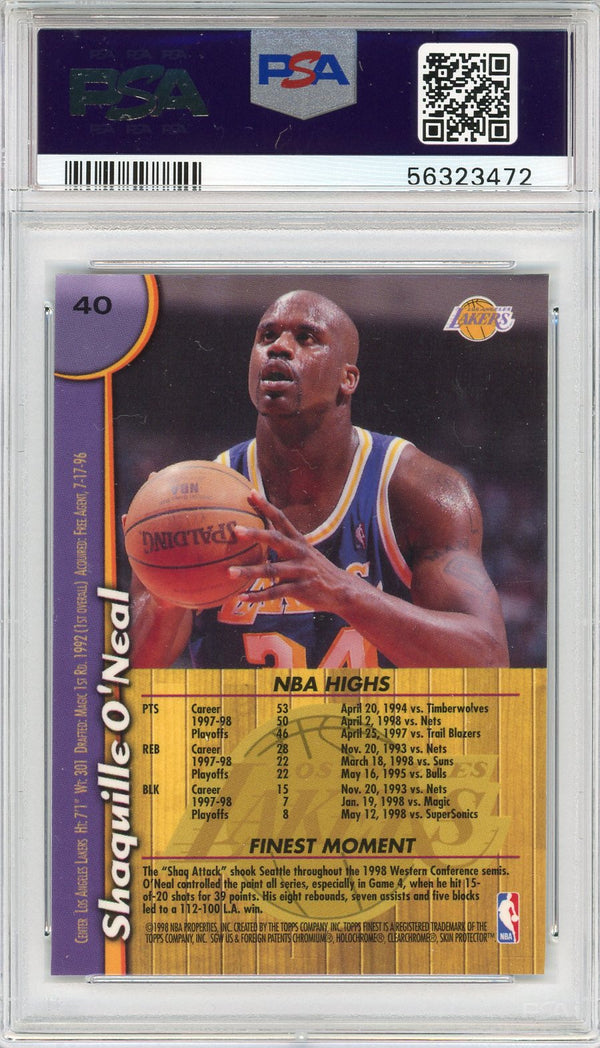 Shaquille O'Neal 1998 Topps Finest Card w/ Coating #40 (PSA)