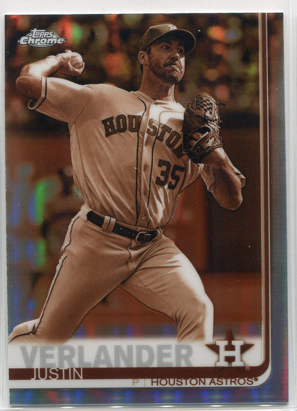 Justin Verlander 2019 Topps Chrome Sepia Refractor Card