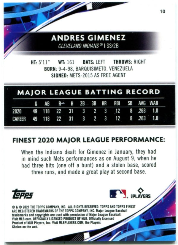 Andres Gimenez Topps Finest Rookie 2021 075/300