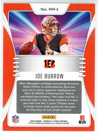 Joe Burrow 2020 Panini Rookies & Stars Rookie Rush Card #RR-1