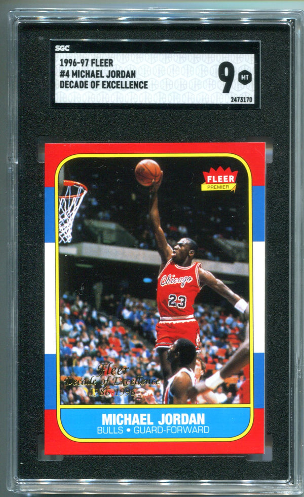 Michael Jordan 1996-97 Fleer #4 Decade Of Excellence Card (SGC 9)