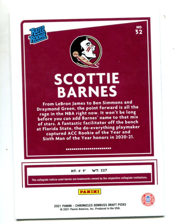 Scottie Barnes 2021 Panini Donruss Rated Rookie #32