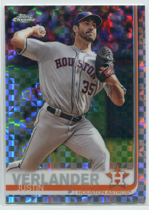 Justin Verlander 2019 Topps Chrome X-Fractors Refractor Card