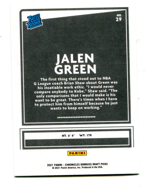 Jalen Green 2021 Panini Donruss Rated Rookie #29 RC