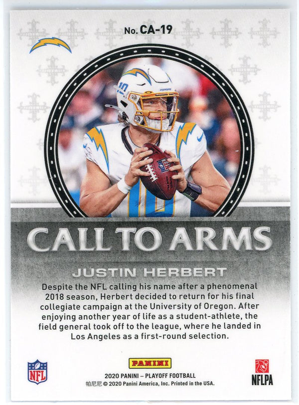 Justin Herbert 2020 Panini Playoff Call to Arms Rookie Card #CA-19