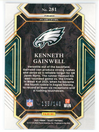 Kenneth Gainwell 2021 Select Red/Green/Blue Prizm Rookie Card #281