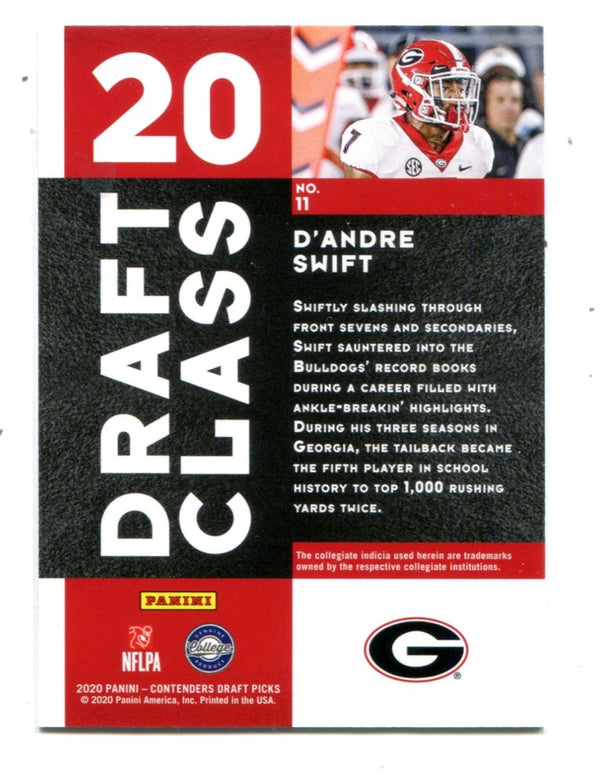 D'Andre Swift 2020 Panini Contenders Red Cracked Ice #11 Card /23