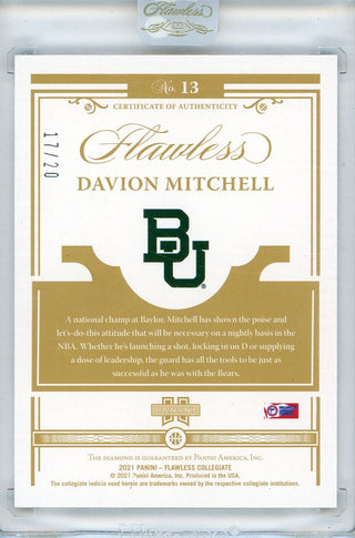 Davion Mitchell 2021 Panini Flawless Collegiate Diamond Rookie Card #13