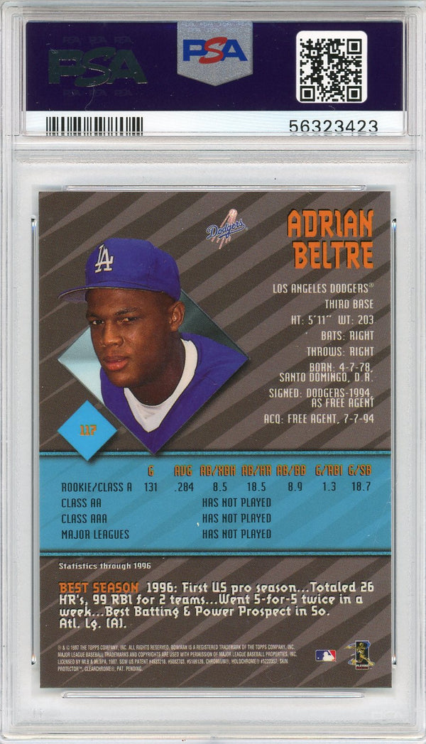 Adrian Beltre 1997 Bowman's Best Rookie Card #117 (PSA)