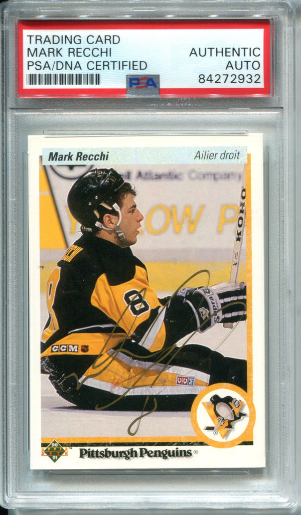 Mark Recchi Autographed 1990 Upper Deck Card (PSA)