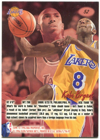 Kobe Bryant 1996-97 Fleer Ultra Rookie #52 Card