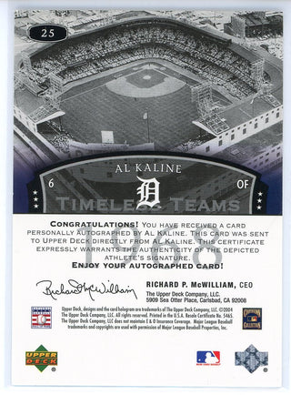 Al Kaline Autographed 2004 Upper Deck Legends Card #25