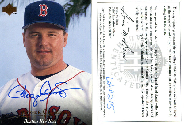 Roger Clemons Autographed Upper Deck Card- Authenticated