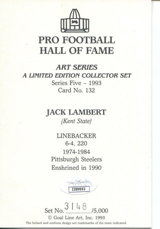 Jack Lambert Autographed Goal Line Art Card (JSA)