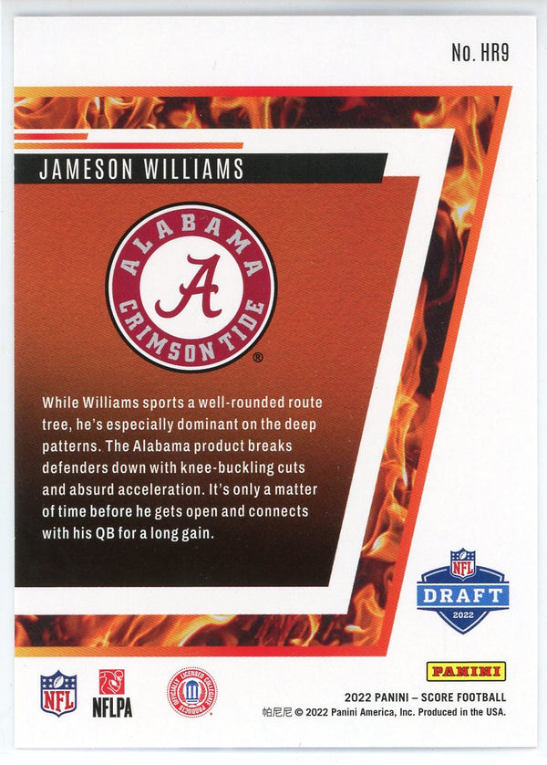 Jameson Williams 2022 Panini Score Hot Rookies Card #HR9