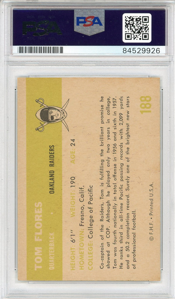 Tom Flores "HOF 2021" Autographed 1961 Fleer Card #188 (PSA Auto 8)