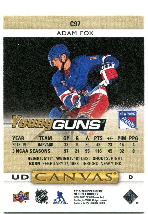 Adam Fox Upper Deck Young Guns Canvas 2019