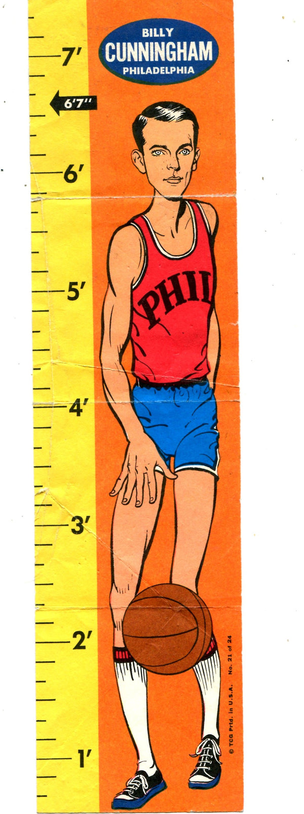 Billy Cunningham 1969 Topps Rulers Card