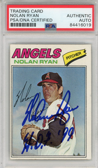 Nolan Ryan "HOF 99" Autographed 1977 Topps Card (PSA)