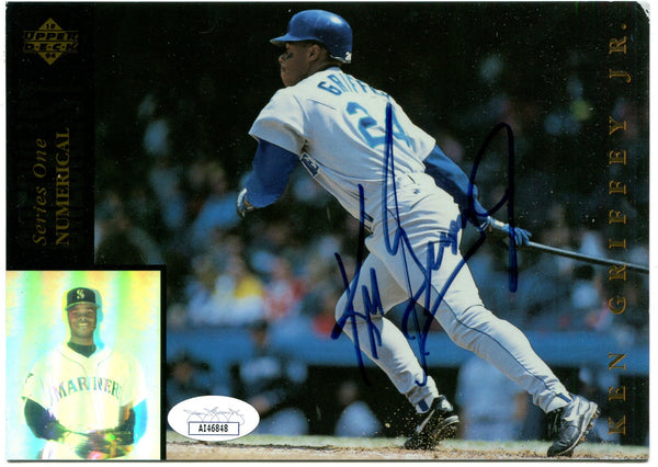 Ken Griffey Jr Upper Deck Series One Numerical Jumbo Card Autograph 1994 (JSA)