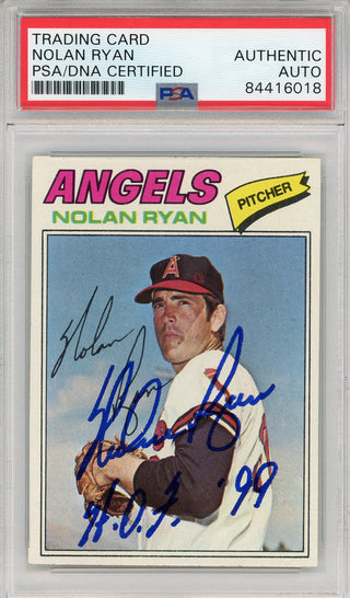 Nolan Ryan "HOF 99" Autographed 1977 Topps Card (PSA)