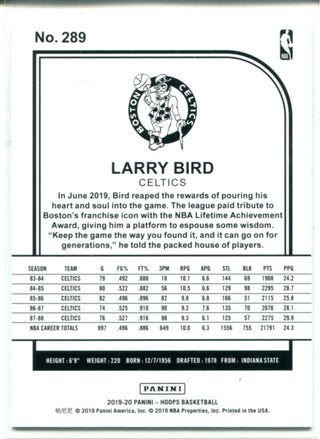 Larry Bird 2019-20 Panini Premium Hoops Card #289