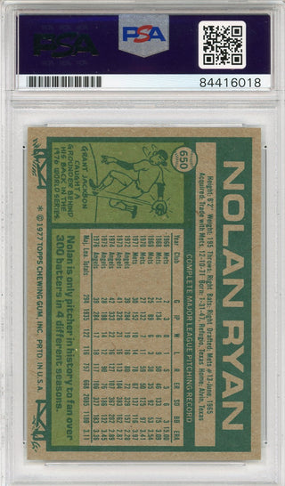 Nolan Ryan "HOF 99" Autographed 1977 Topps Card (PSA)