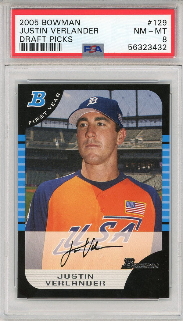 Justin Verlander 2005 Bowman Draft Picks Rookie Card #129 (PSA)