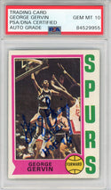 George Gervin "HOF 96" Autographed 1974 Topps Card #196 (PSA Auto 10)