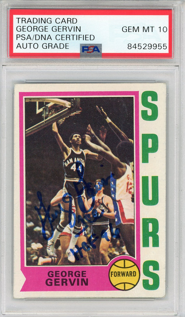 George Gervin "HOF 96" Autographed 1974 Topps Card #196 (PSA Auto 10)