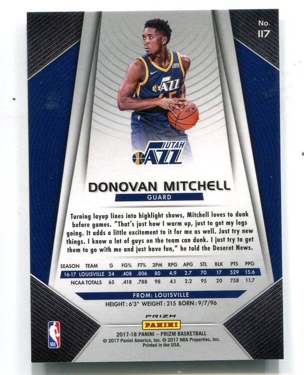 Donovan Mitchell 2017-18 Panini Prizm Fast Break #117 Card