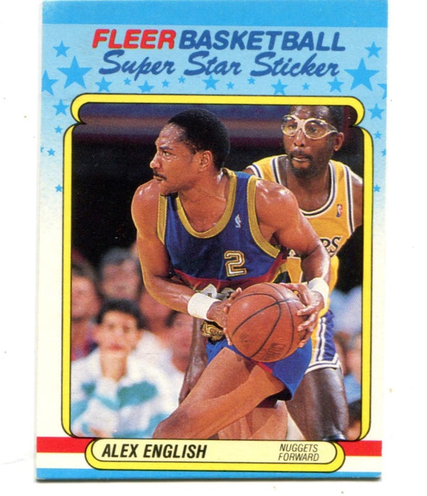 Alex English 1988 Fleer Super Star Sticker #10 Card