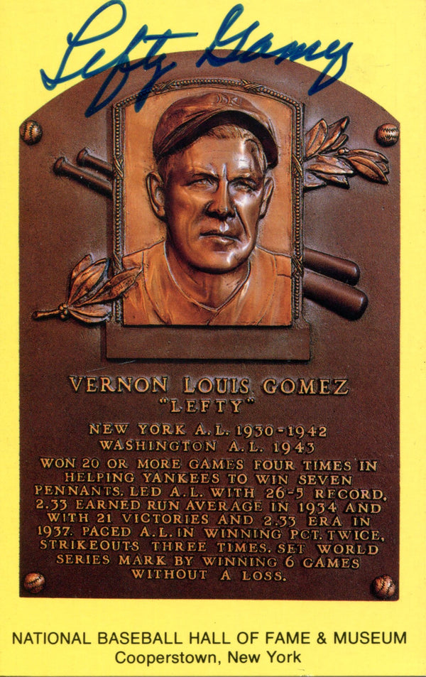 Lefry Gomez Autographed Hall of Plaque Card (JSA)