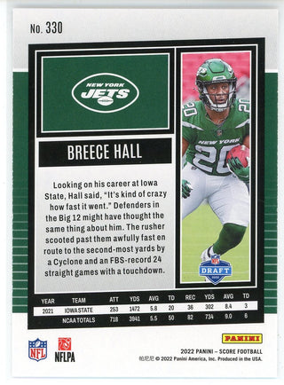 Breece Hall 2022 Panini Score Rookie Card #330