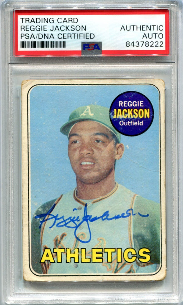 Reggie Jackson 1969 Topps Autographed Rookie Card (PSA AUTO AUTHENTIC)