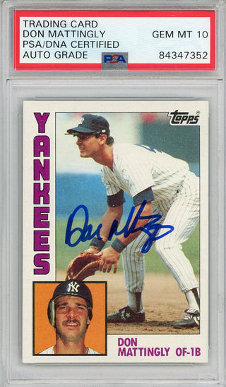 Don Mattingly Autographed 1984 Topps Rookie Card #8 (PSA Auto GM MT 10)