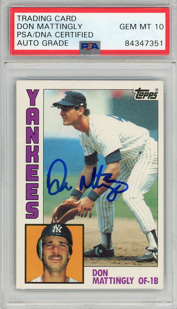 Don Mattingly Autographed 1984 Topps Rookie Card #8 (PSA Auto GM MT 10)