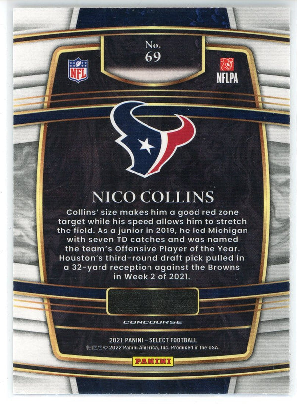 Nico Collins 2021 Panini Select Rookie Card #69