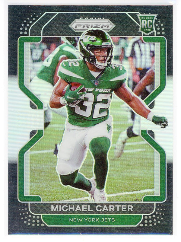 Michael Carter 2021 Panini Chronicles Prizm Black Silver Prizm Rookie Card #PB-20