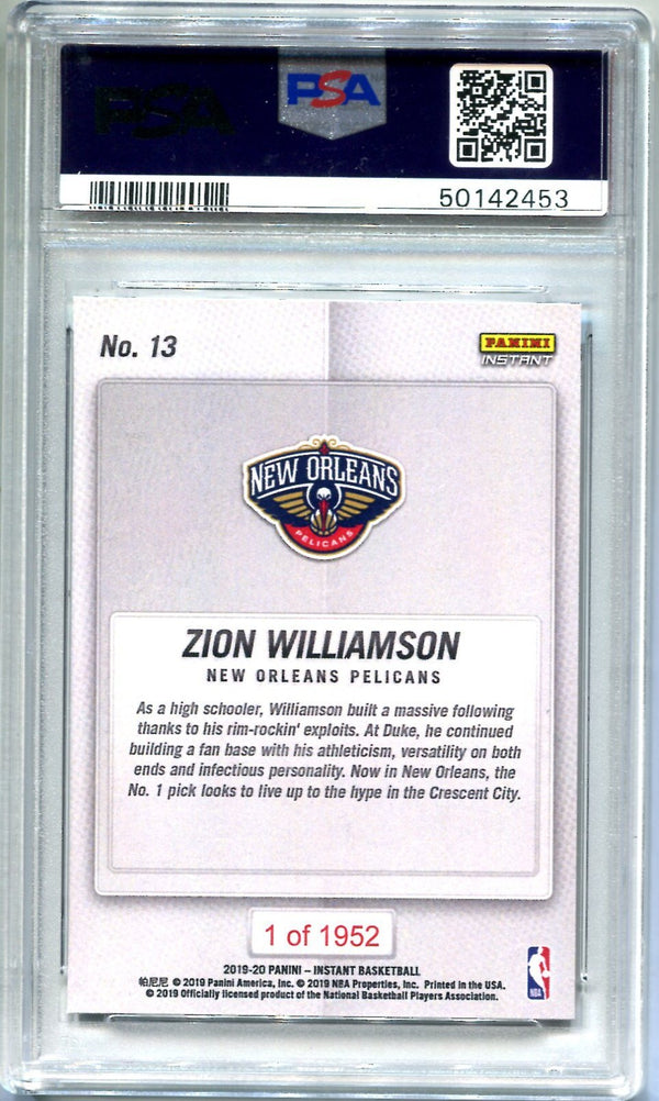 Zion Williamson 2019 Panini Instant  #13 (PSA GEM MT 10)