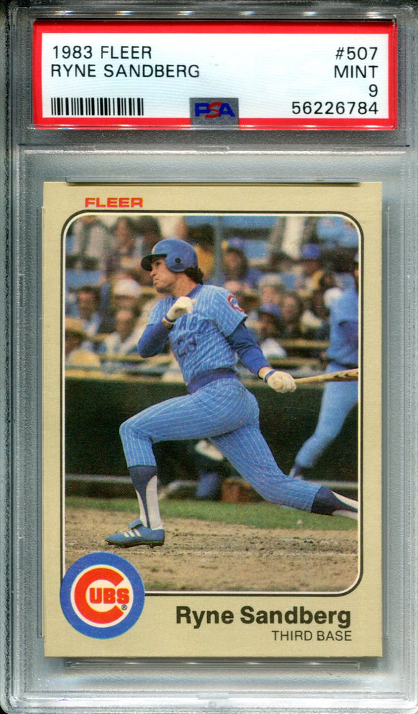 Ryne Sandberg 1983 Fleer #507 PSA Mint 9 Card