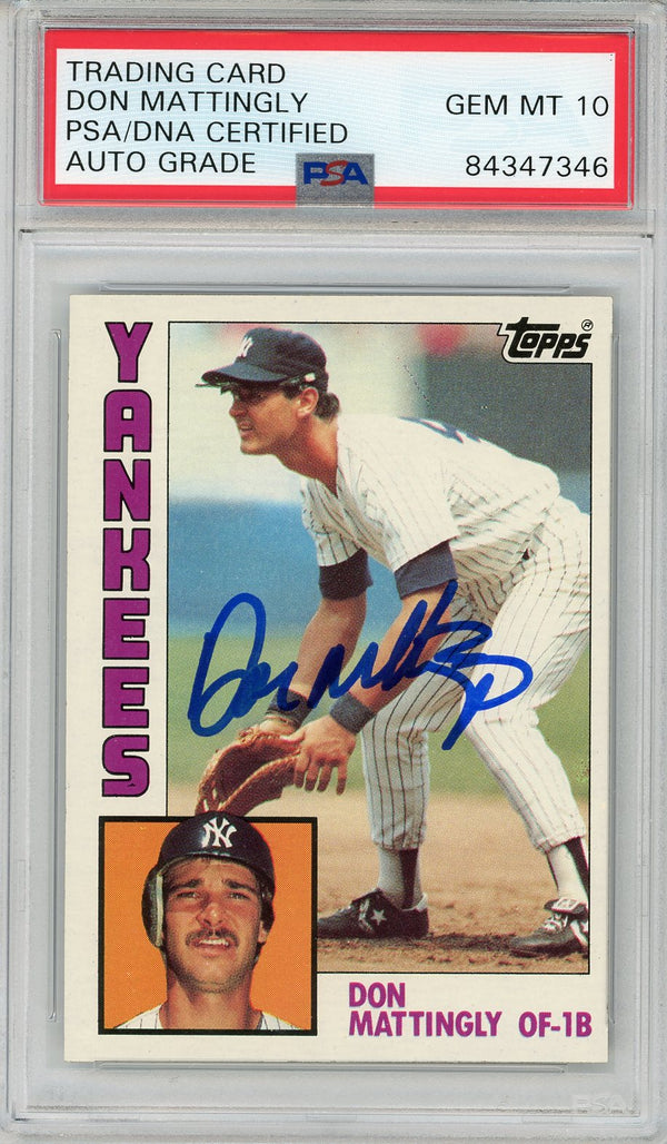 Don Mattingly Autographed 1984 Topps Rookie Card #8 (PSA Auto GM MT 10)