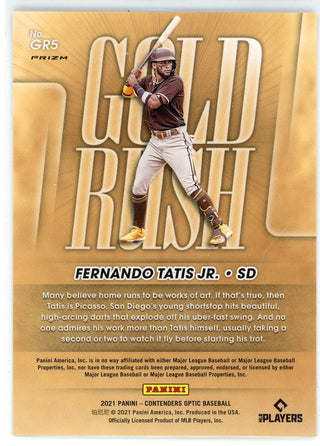 Fernando Tatis Jr. 2021 Panini Contenders Optic Gold Rush Prizm Card #GR5