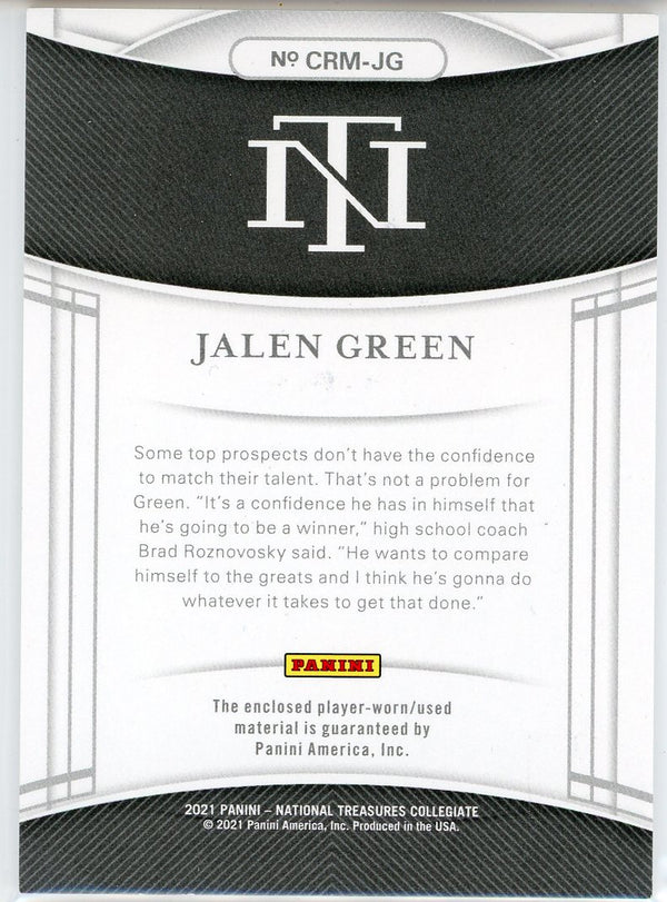 Jalen Green 2021 Panini National Treasures Colossal Rookie Patch Card #CRM-JG