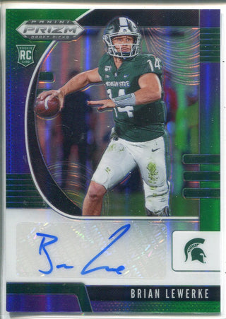 Brian Lewerke Autographed 2020 Prizm Draft Picks Purple Green Rookie Card