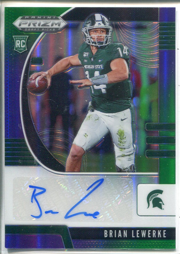 Brian Lewerke Autographed 2020 Prizm Draft Picks Purple Green Rookie Card