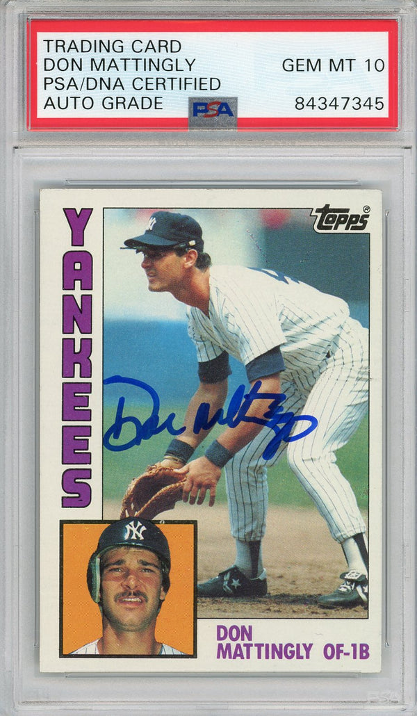 Don Mattingly Autographed 1984 Topps Rookie Card #8 (PSA Auto GM MT 10)