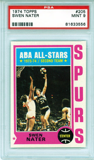 Swen Nater 1974 Topps Card #205 (PSA Mint 9)